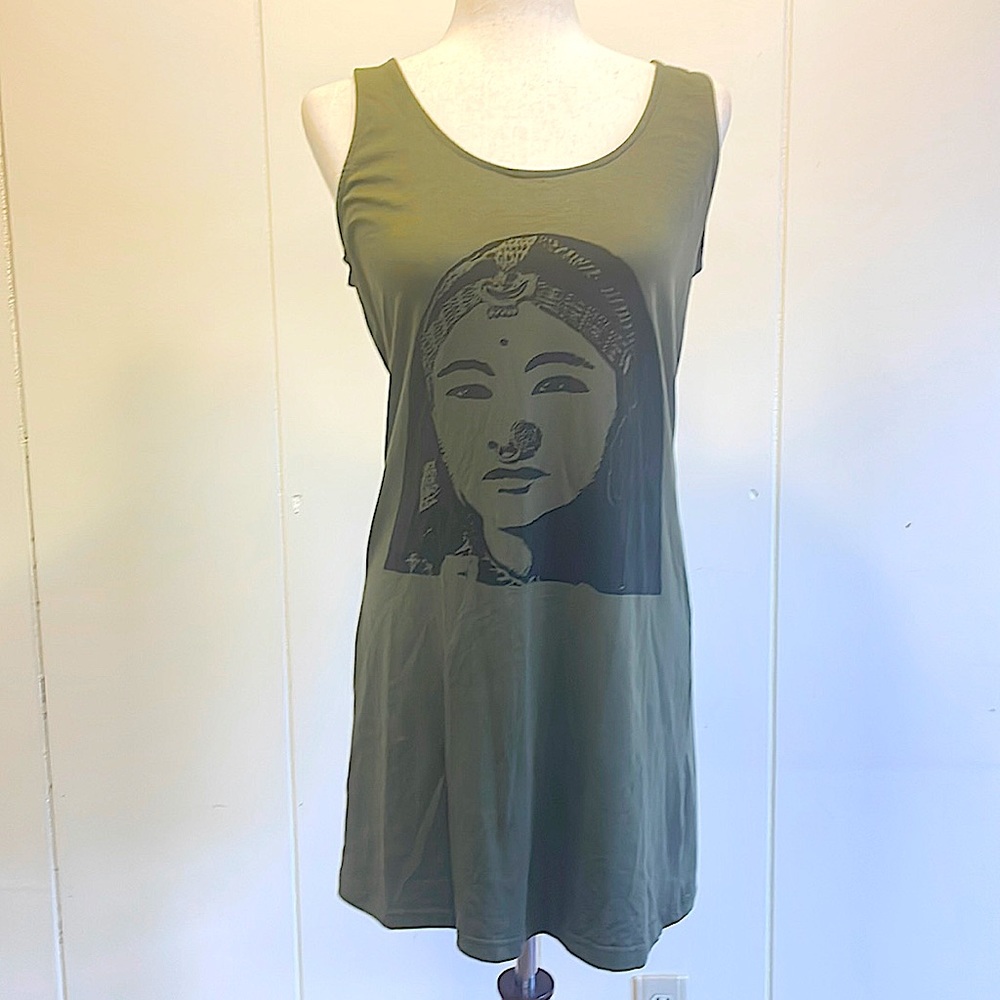 Avatar Dress Tank Large Olive Green Fitting Good Condition Fitting Comfortable